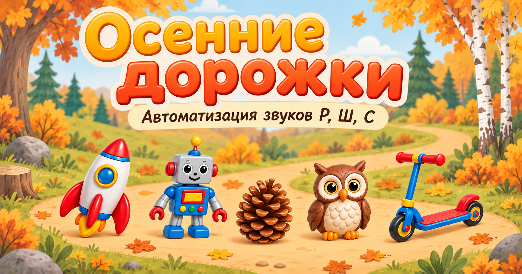 Обложка материала «Осенние дорожки. Автоматизация звуков в начале слово.